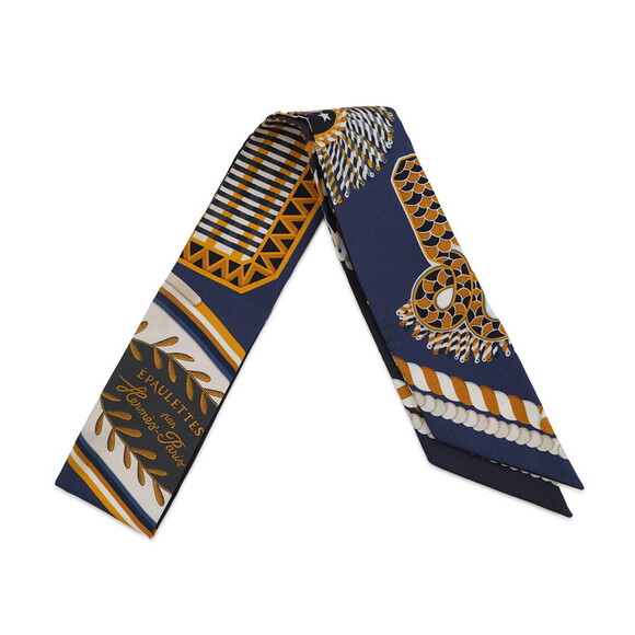 HERMES Accessories - Hermes scarf muffler twilly ceremonial epaulets EPAULETTES DE GALA HERMES sil...